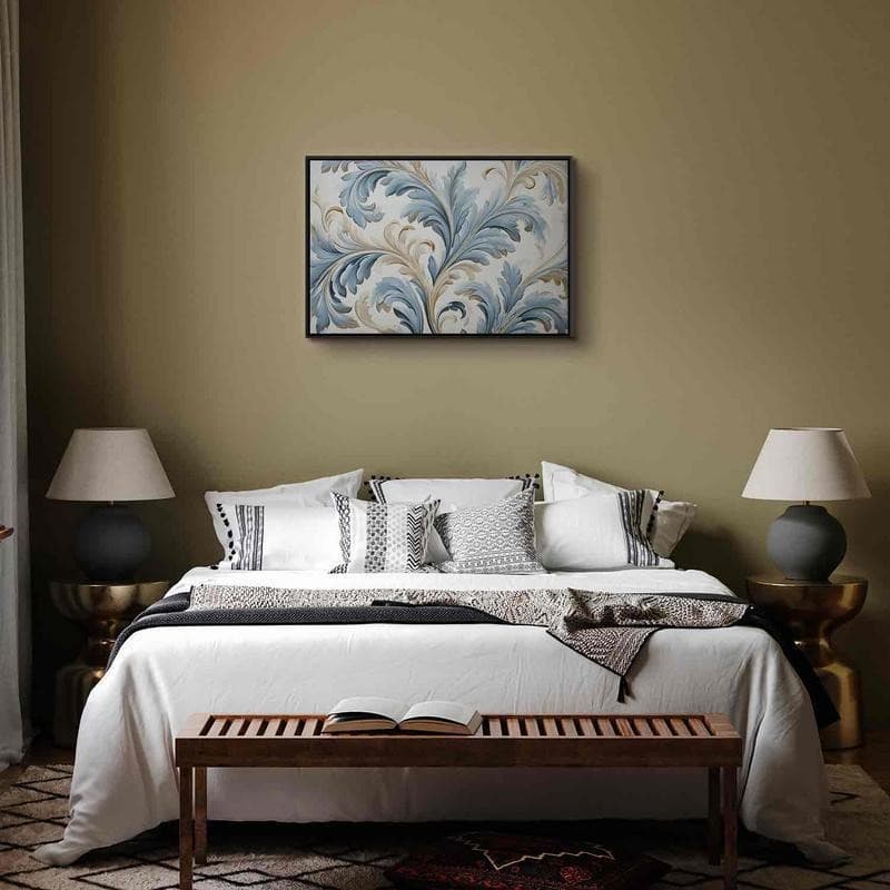 Quadro - Baroque Ornaments in Light Cream-Blue Hues in Dipinti Collezione Casa - Trebisacce, commercioVirtuoso.it