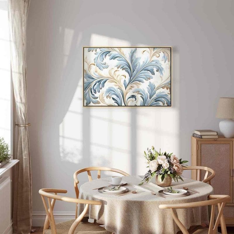Quadro - Baroque Ornaments in Light Cream-Blue Hues in Dipinti Collezione Casa - Trebisacce, commercioVirtuoso.it