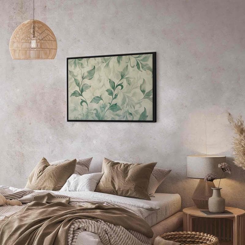 Quadro - Watercolor Botanical Motif Delicate Green-Beige Leaves in Poster e stampe Collezione Casa - Trebisacce, commercioVirtuoso.it