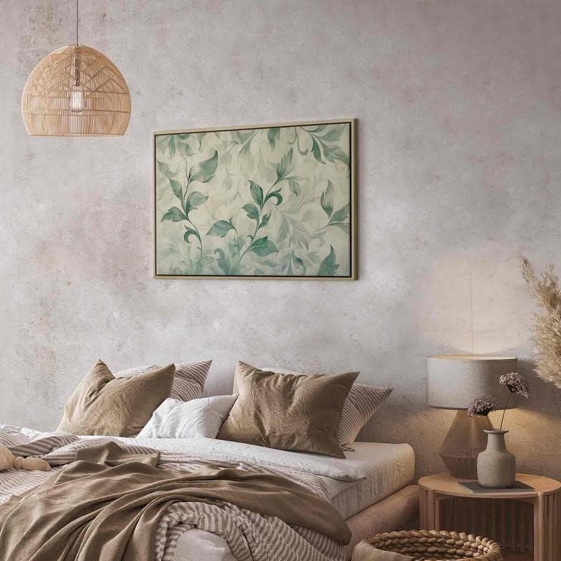 Quadro - Watercolor Botanical Motif Delicate Green-Beige Leaves in Poster e stampe Collezione Casa - Trebisacce, commercioVirtuoso.it