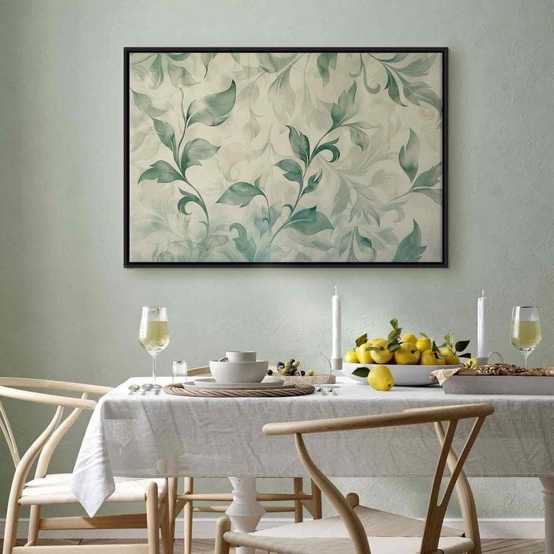 Quadro - Watercolor Botanical Motif Delicate Green-Beige Leaves in Poster e stampe Collezione Casa - Trebisacce, commercioVirtuoso.it