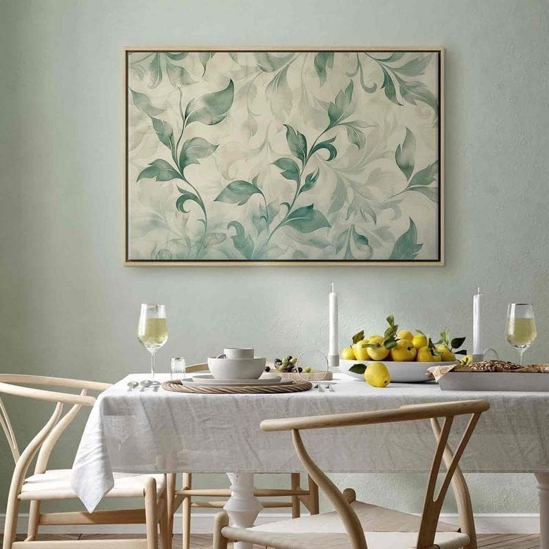 Quadro - Watercolor Botanical Motif Delicate Green-Beige Leaves in Poster e stampe Collezione Casa - Trebisacce, commercioVirtuoso.it