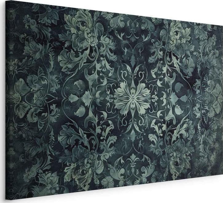Quadro - Oriental Pattern Carpet: Emerald Ornaments and Worn Patterns in Poster e stampe Collezione Casa - Trebisacce, commercioVirtuoso.it