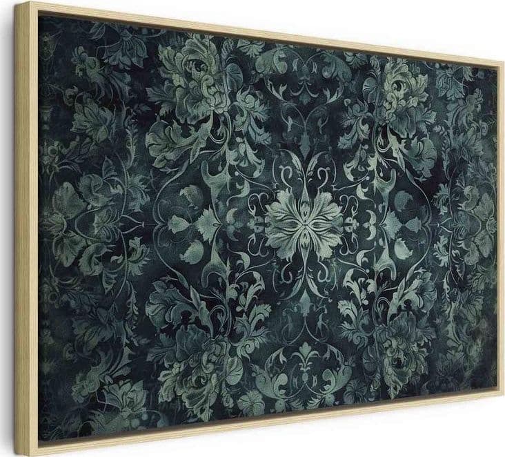 Quadro - Oriental Pattern Carpet: Emerald Ornaments and Worn Patterns in Poster e stampe Collezione Casa - Trebisacce, commercioVirtuoso.it