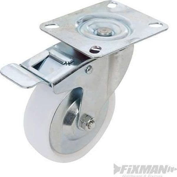 Rotelle girevoli in polipropilene anti traccia con freni da 50mm a 125mm – 100mm - 125kg – Fixman