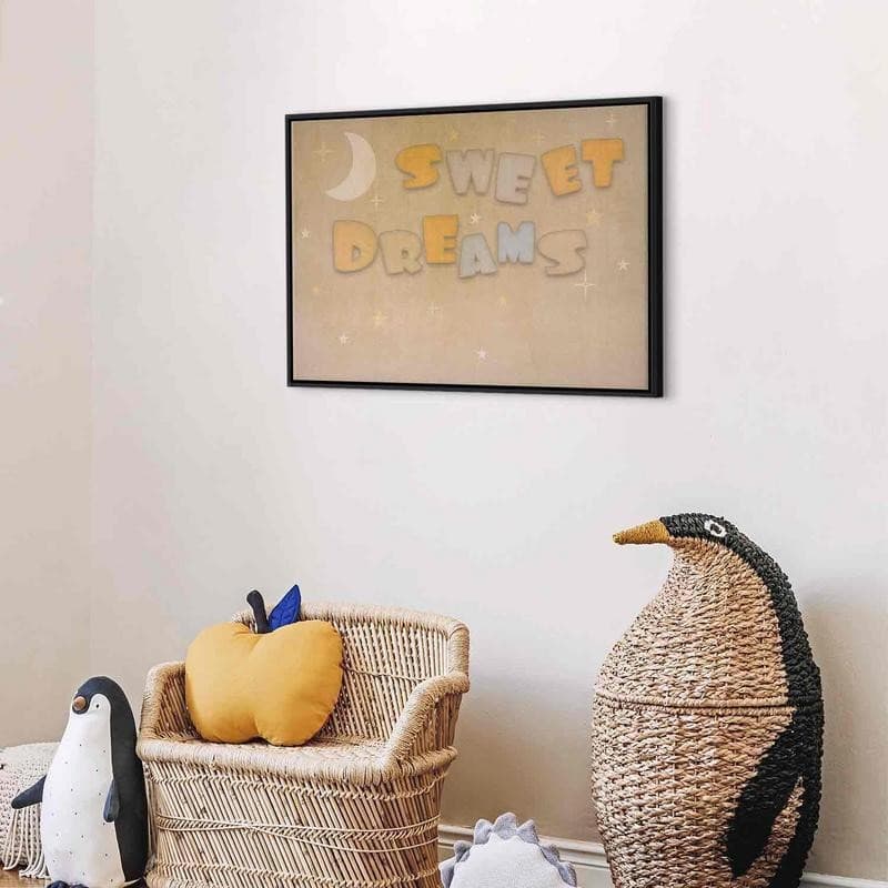 Quadro - Sweet Dreams - Pastel Inscription Surrounded by the Moon and Stars in Poster e stampe Collezione Casa - Trebisacce, commercioVirtuoso.it
