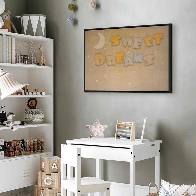 Quadro - Sweet Dreams - Pastel Inscription Surrounded by the Moon and Stars in Poster e stampe Collezione Casa - Trebisacce, commercioVirtuoso.it