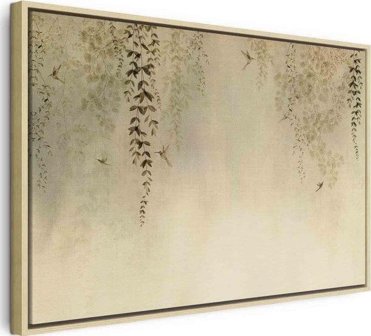 Quadro - Spring Orchard - Hummingbirds Among Tree Branches in Beige Shades in Poster e stampe Collezione Casa - Trebisacce, commercioVirtuoso.it