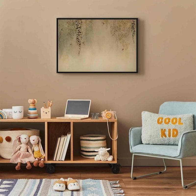 Quadro - Spring Orchard - Hummingbirds Among Tree Branches in Beige Shades in Poster e stampe Collezione Casa - Trebisacce, commercioVirtuoso.it