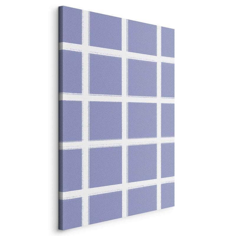 Quadro - Lines and Symmetry - Expressive White Grid on a Blue Background in Poster e stampe Collezione Casa - Trebisacce, commercioVirtuoso.it