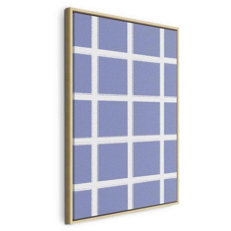 Quadro - Lines and Symmetry - Expressive White Grid on a Blue Background in Poster e stampe Collezione Casa - Trebisacce, commercioVirtuoso.it