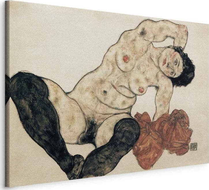 Quadro - Liegender Akt mit gelbem Handtuch (Egon Schiele) in Poster e stampe Collezione Casa - Trebisacce, commercioVirtuoso.it