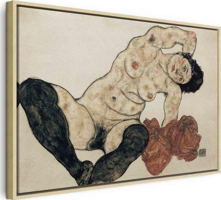 Quadro - Liegender Akt mit gelbem Handtuch (Egon Schiele) in Poster e stampe Collezione Casa - Trebisacce, commercioVirtuoso.it