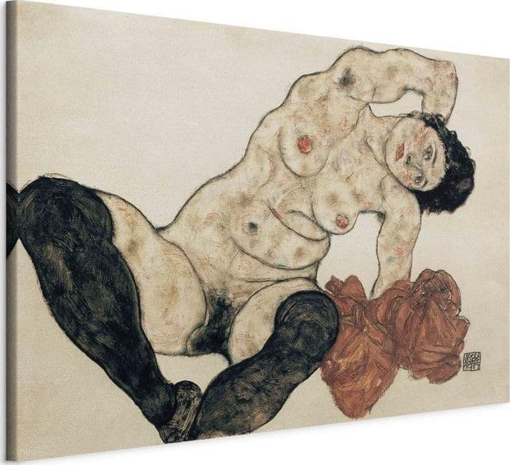 Quadro - Liegender Akt mit gelbem Handtuch (Egon Schiele) in Poster e stampe Collezione Casa - Trebisacce, commercioVirtuoso.it