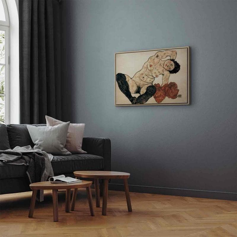 Quadro - Liegender Akt mit gelbem Handtuch (Egon Schiele) in Poster e stampe Collezione Casa - Trebisacce, commercioVirtuoso.it