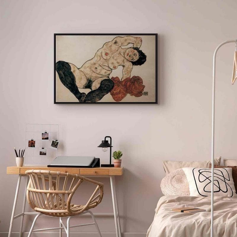 Quadro - Liegender Akt mit gelbem Handtuch (Egon Schiele) in Poster e stampe Collezione Casa - Trebisacce, commercioVirtuoso.it