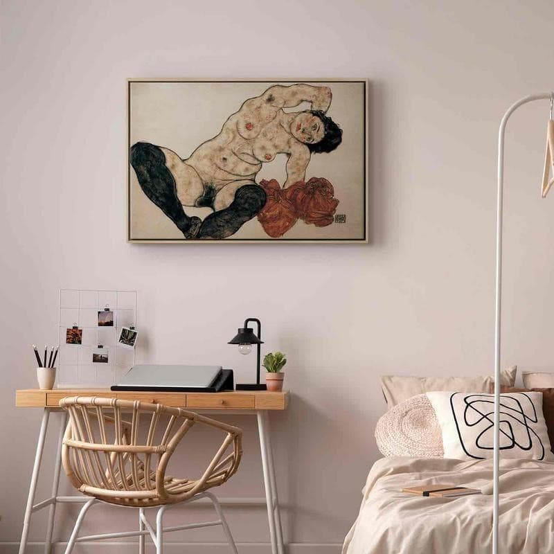 Quadro - Liegender Akt mit gelbem Handtuch (Egon Schiele) in Poster e stampe Collezione Casa - Trebisacce, commercioVirtuoso.it