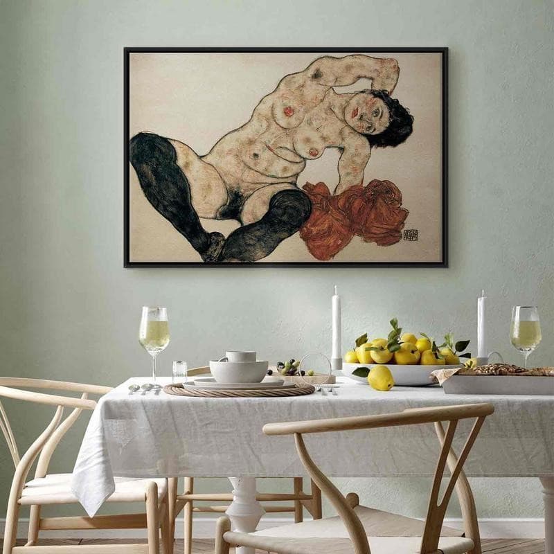 Quadro - Liegender Akt mit gelbem Handtuch (Egon Schiele) in Poster e stampe Collezione Casa - Trebisacce, commercioVirtuoso.it
