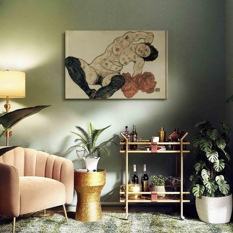 Quadro - Liegender Akt mit gelbem Handtuch (Egon Schiele) in Poster e stampe Collezione Casa - Trebisacce, commercioVirtuoso.it