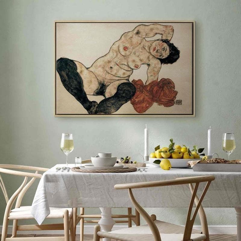 Quadro - Liegender Akt mit gelbem Handtuch (Egon Schiele) in Poster e stampe Collezione Casa - Trebisacce, commercioVirtuoso.it