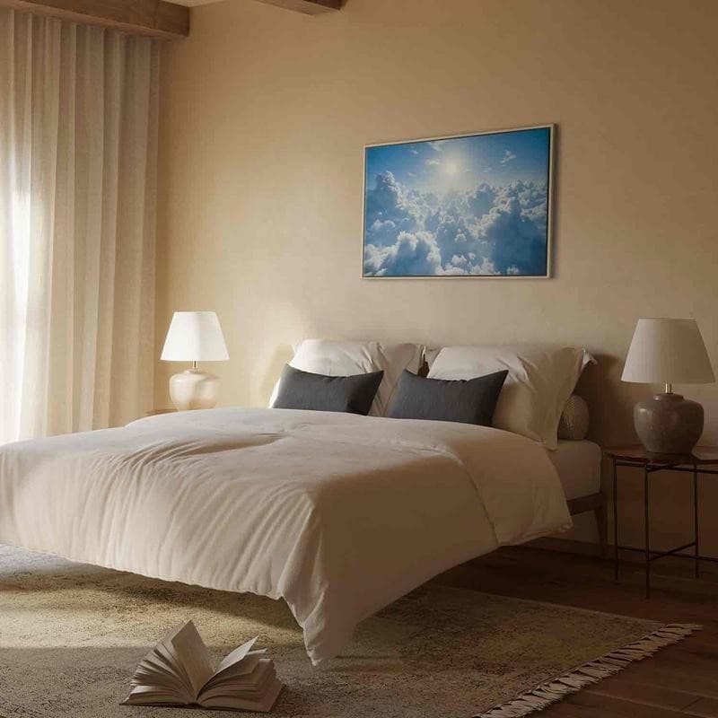 Quadro - Heavenly Calm: Warm Rays of the Sun in Poster e stampe Collezione Casa - Trebisacce, commercioVirtuoso.it