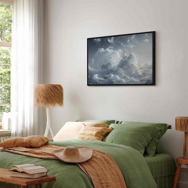 Quadro - Astral Calm: Stars Scattered Over Delicate Clouds in Poster e stampe Collezione Casa - Trebisacce, commercioVirtuoso.it