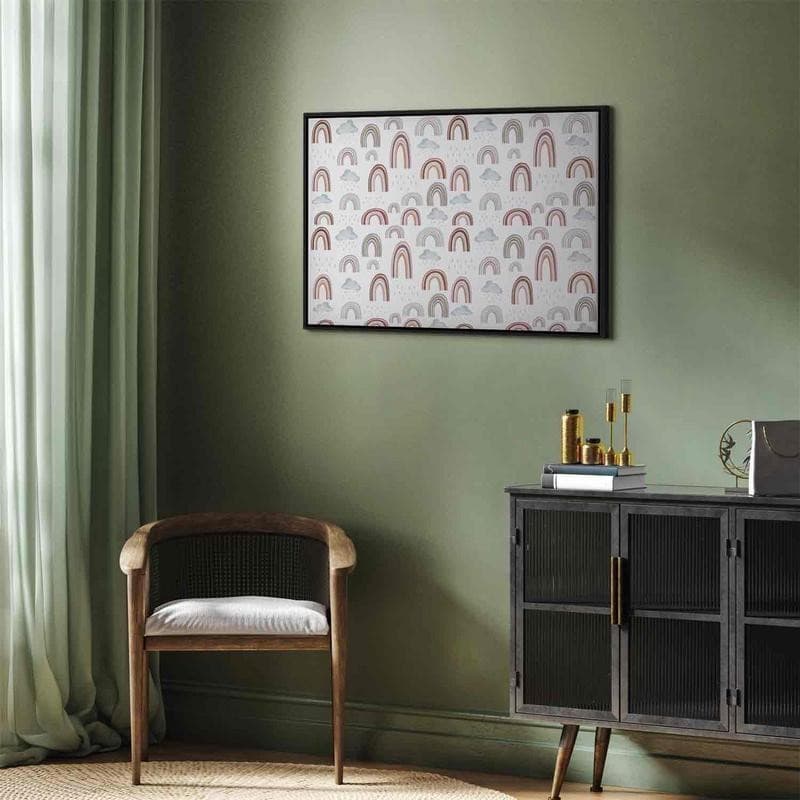 Quadro - Rainbows After the Storm - Rainbows of Various Sizes in Pastel Hues Among Rain Clouds in a Gray-Blue Shade in Poster e stampe Collezione Casa - Trebisacce, commercioVirtuoso.it