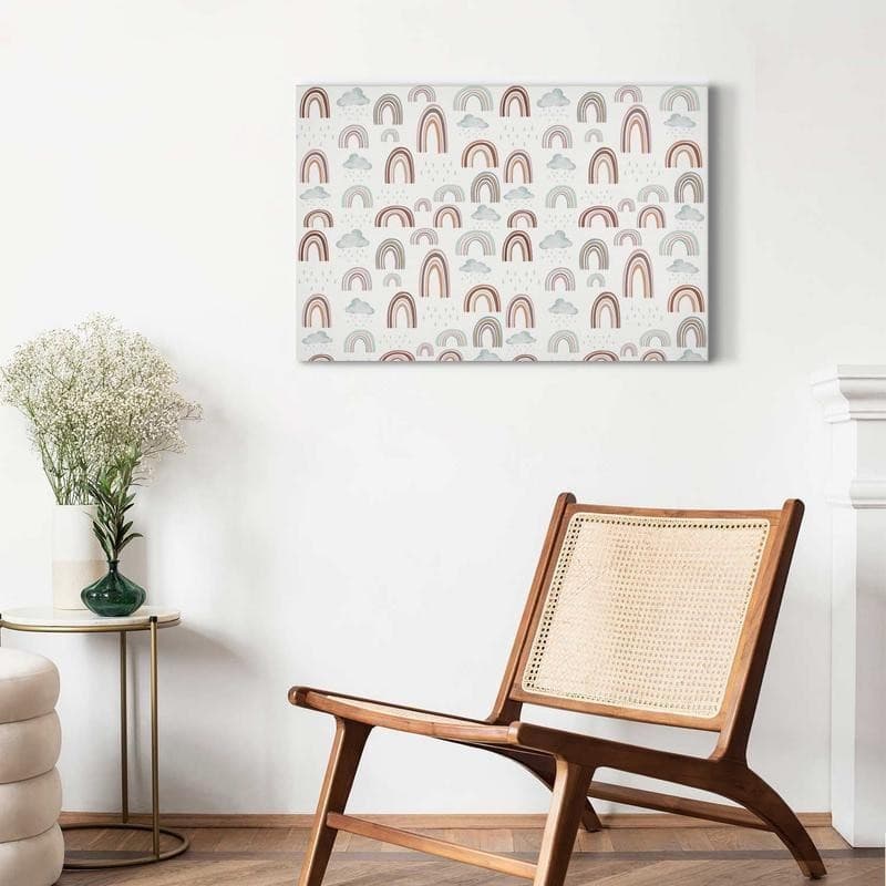 Quadro - Rainbows After the Storm - Rainbows of Various Sizes in Pastel Hues Among Rain Clouds in a Gray-Blue Shade in Poster e stampe Collezione Casa - Trebisacce, commercioVirtuoso.it