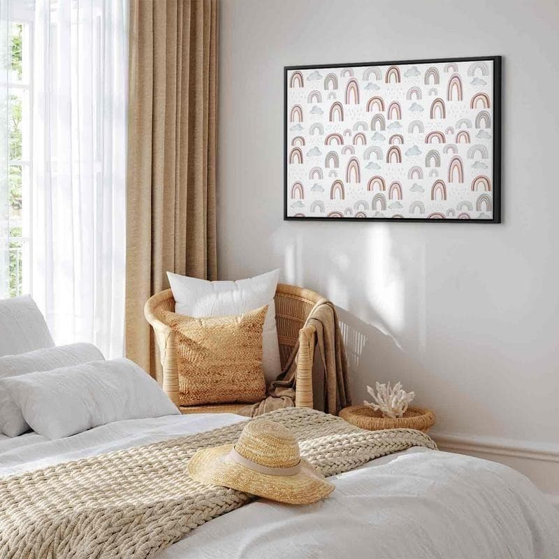 Quadro - Rainbows After the Storm - Rainbows of Various Sizes in Pastel Hues Among Rain Clouds in a Gray-Blue Shade in Poster e stampe Collezione Casa - Trebisacce, commercioVirtuoso.it