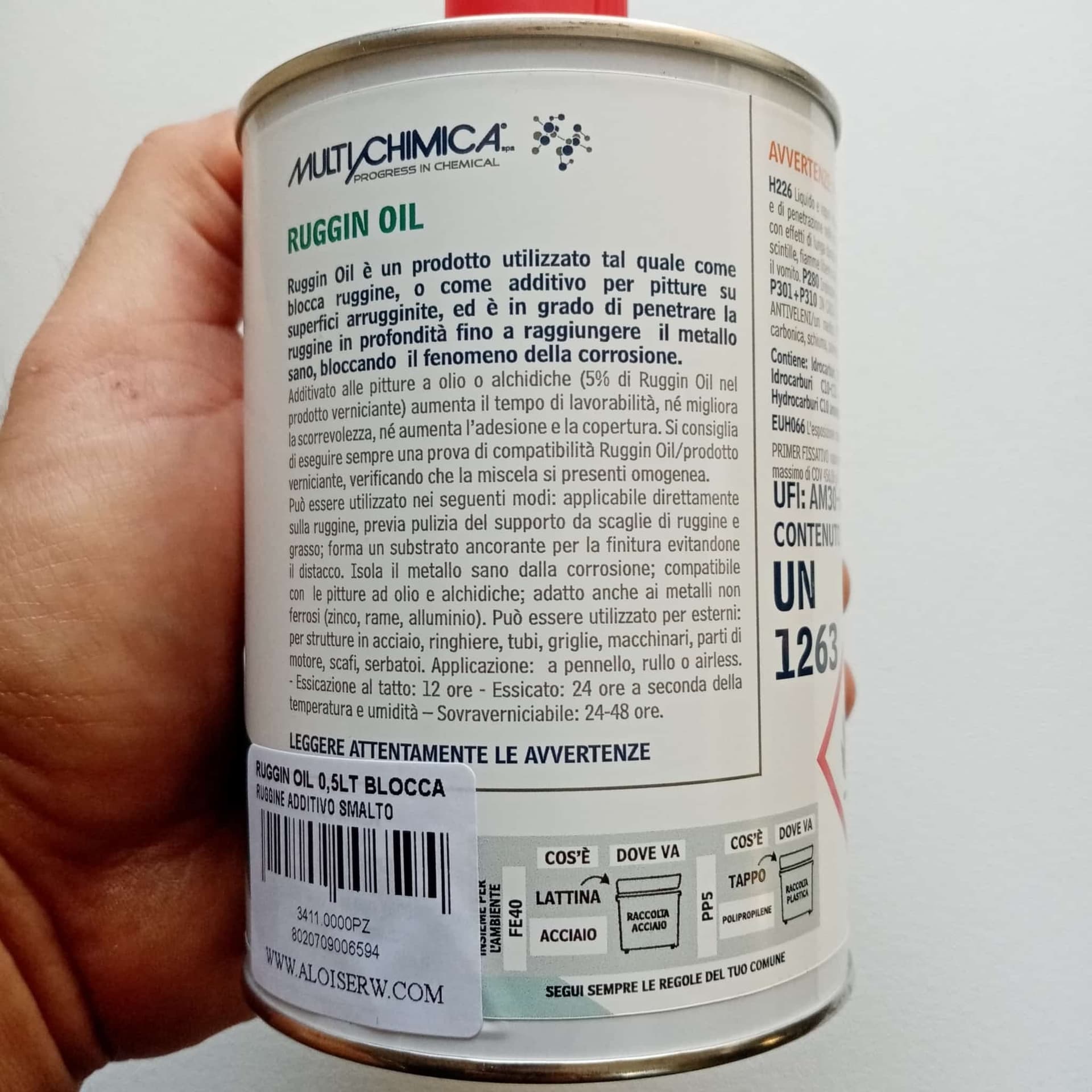 Ruggin Oil 500ml blocca ruggine additivo anticorrosivo trasparente per vernice in Convertitori di ruggine e mangiaruggine Aloiserw.com - Altomonte, commercioVirtuoso.it