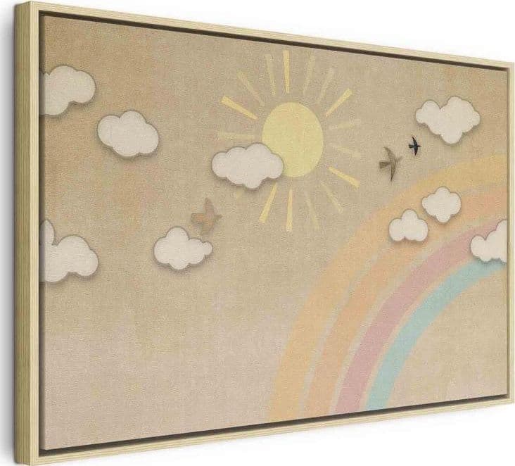 Quadro - Holiday Sky - Sunny Day with a Rainbow and Flying Birds in Poster e stampe Collezione Casa - Trebisacce, commercioVirtuoso.it