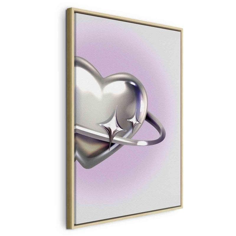 Quadro - Cosmic Heart - Silver Heart with a Ring on a Purple Background in Poster e stampe Collezione Casa - Trebisacce, commercioVirtuoso.it