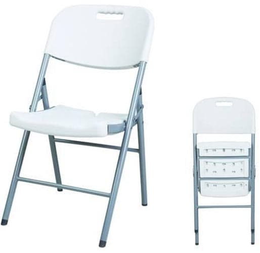 SEDIA PIEGHEVOLE IN HDPE colore bianco gambe in metallo - in prodotto EuroStore07 - Alatri, commercioVirtuoso.it