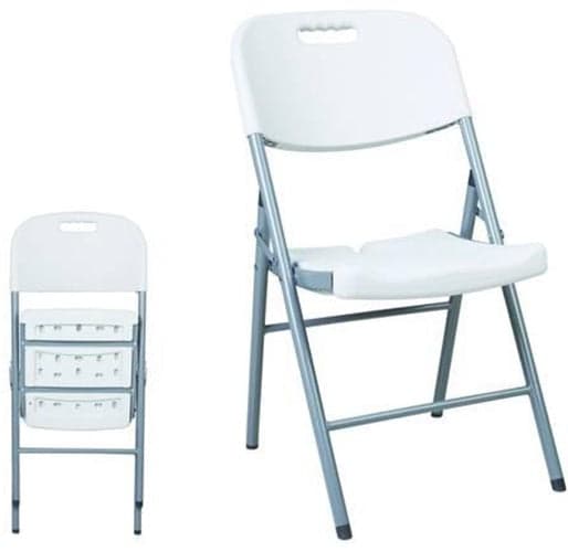 SEDIA PIEGHEVOLE IN HDPE colore bianco gambe in metallo - in prodotto EuroStore07 - Alatri, commercioVirtuoso.it