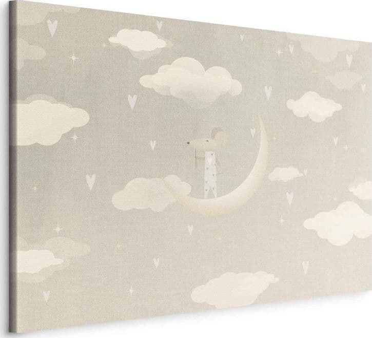 Quadro - Little Conqueror - A Mouse in Heart Pajamas on the Moon Among Clouds in Poster e stampe Collezione Casa - Trebisacce, commercioVirtuoso.it