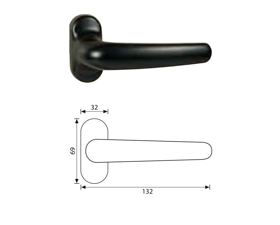 Maniglia nera per infissi in alluminio - vendita a coppia in Set maniglie Aloiserw.com - Altomonte, commercioVirtuoso.it