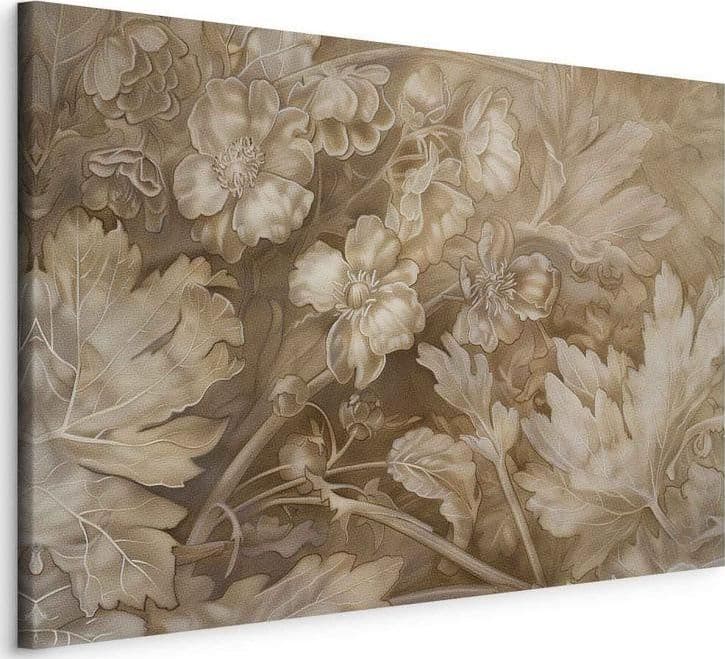 Quadro - Floral Ornaments Carved in Delicate Sepia and Brown Shades in Poster e stampe Collezione Casa - Trebisacce, commercioVirtuoso.it