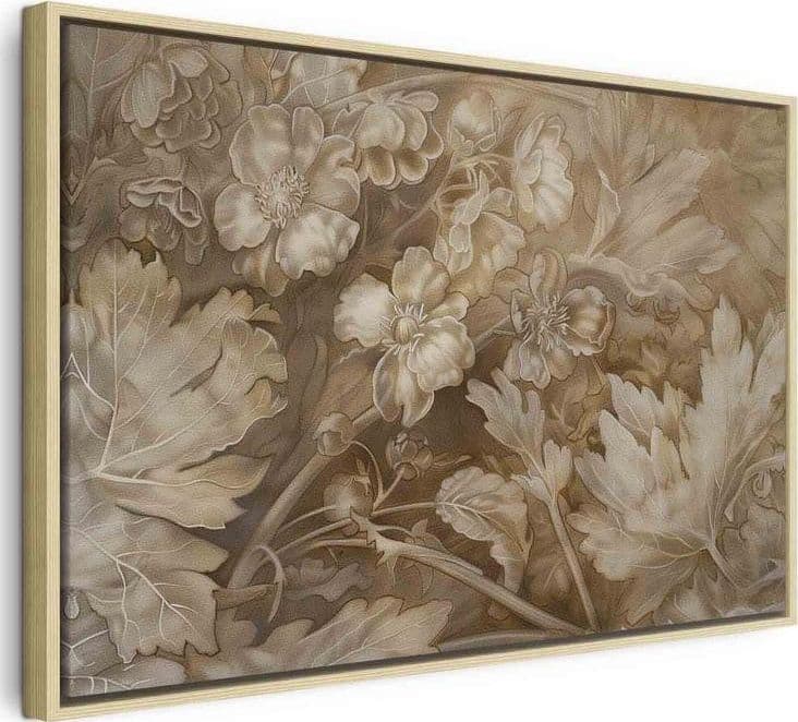 Quadro - Floral Ornaments Carved in Delicate Sepia and Brown Shades in Poster e stampe Collezione Casa - Trebisacce, commercioVirtuoso.it