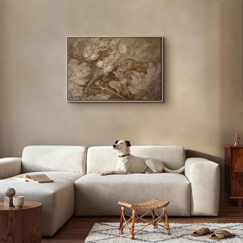 Quadro - Floral Ornaments Carved in Delicate Sepia and Brown Shades in Poster e stampe Collezione Casa - Trebisacce, commercioVirtuoso.it