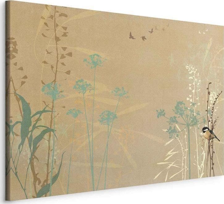 Quadro - Tiny Bird - Colorful Grasses in Golden Shades of Sunset in Poster e stampe Collezione Casa - Trebisacce, commercioVirtuoso.it