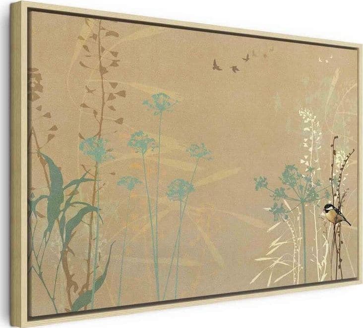 Quadro - Tiny Bird - Colorful Grasses in Golden Shades of Sunset in Poster e stampe Collezione Casa - Trebisacce, commercioVirtuoso.it