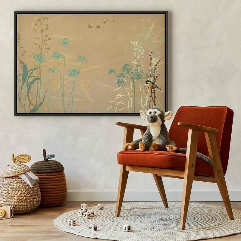 Quadro - Tiny Bird - Colorful Grasses in Golden Shades of Sunset in Poster e stampe Collezione Casa - Trebisacce, commercioVirtuoso.it