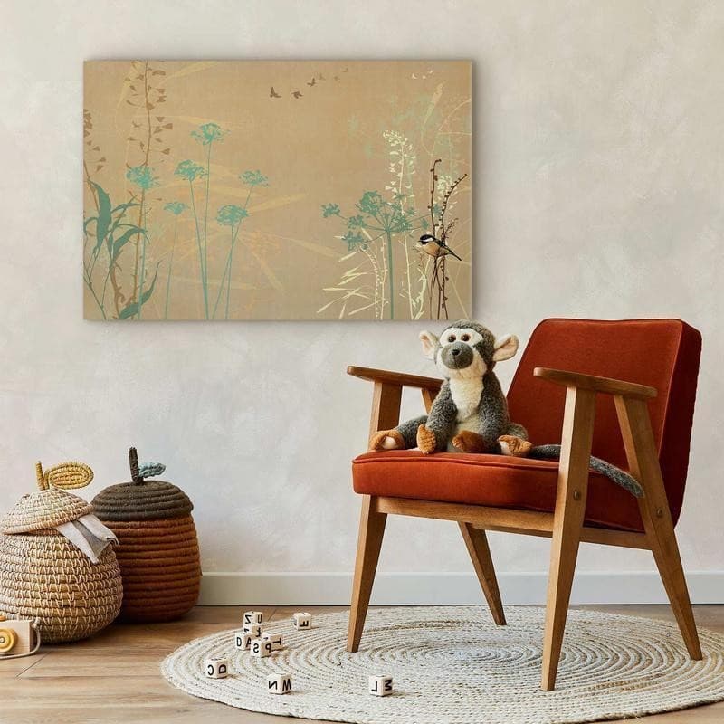 Quadro - Tiny Bird - Colorful Grasses in Golden Shades of Sunset in Poster e stampe Collezione Casa - Trebisacce, commercioVirtuoso.it