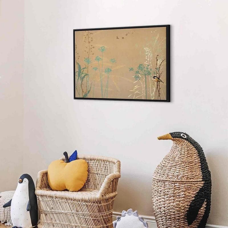 Quadro - Tiny Bird - Colorful Grasses in Golden Shades of Sunset in Poster e stampe Collezione Casa - Trebisacce, commercioVirtuoso.it