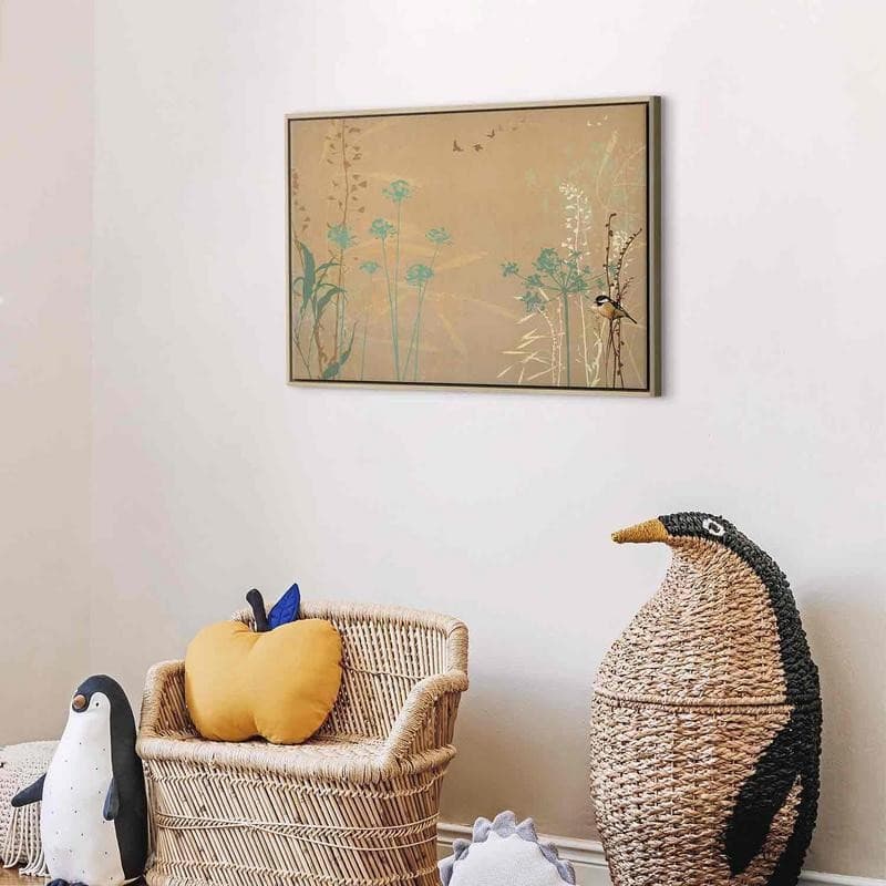 Quadro - Tiny Bird - Colorful Grasses in Golden Shades of Sunset in Poster e stampe Collezione Casa - Trebisacce, commercioVirtuoso.it