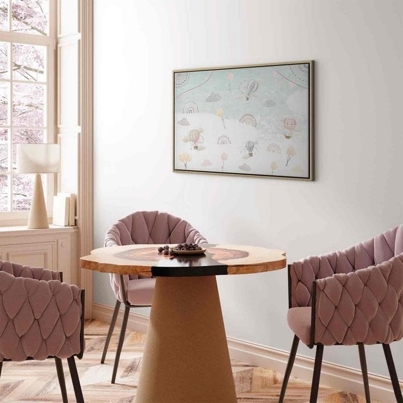 Quadro - Sky with Balloons - Balloons in Subdued Colors Flying in the Sky Among Clouds Rainbows and Stars in Poster e stampe Collezione Casa - Trebisacce, commercioVirtuoso.it