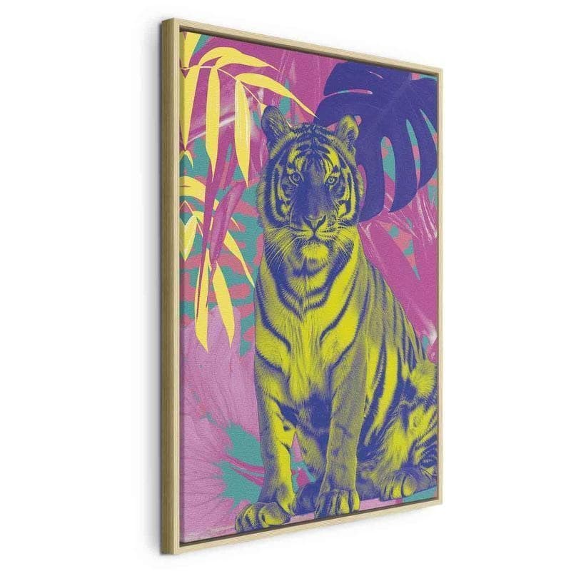 Quadro - Colorful Tiger - Intense Colors of a Tiger Surrounded by Tropical Plants in Poster e stampe Collezione Casa - Trebisacce, commercioVirtuoso.it