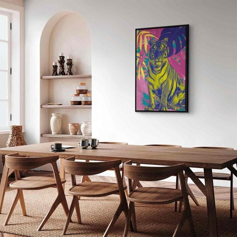 Quadro - Colorful Tiger - Intense Colors of a Tiger Surrounded by Tropical Plants in Poster e stampe Collezione Casa - Trebisacce, commercioVirtuoso.it