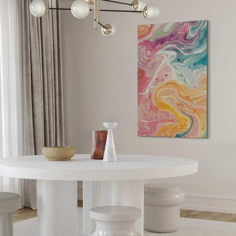 Quadro - Colorful Chaos - Dynamic Shapes in Shades of Pink Yellow and Blue in Poster e stampe Collezione Casa - Trebisacce, commercioVirtuoso.it