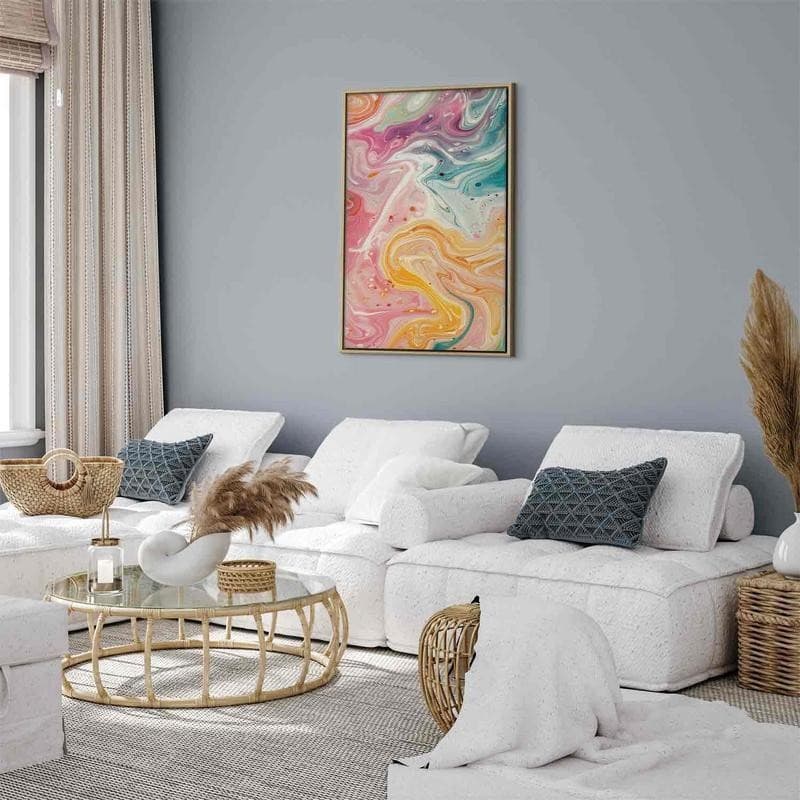 Quadro - Colorful Chaos - Dynamic Shapes in Shades of Pink Yellow and Blue in Poster e stampe Collezione Casa - Trebisacce, commercioVirtuoso.it